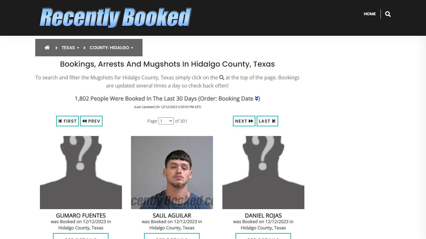 Recent bookings, Arrests, Mugshots in Hidalgo County, Texas